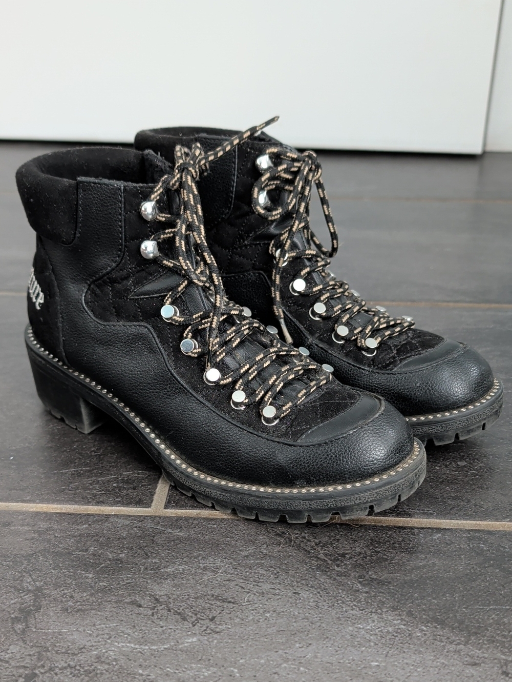 Juicy Couture Indulgence Black Lace-Up Boots Size 8